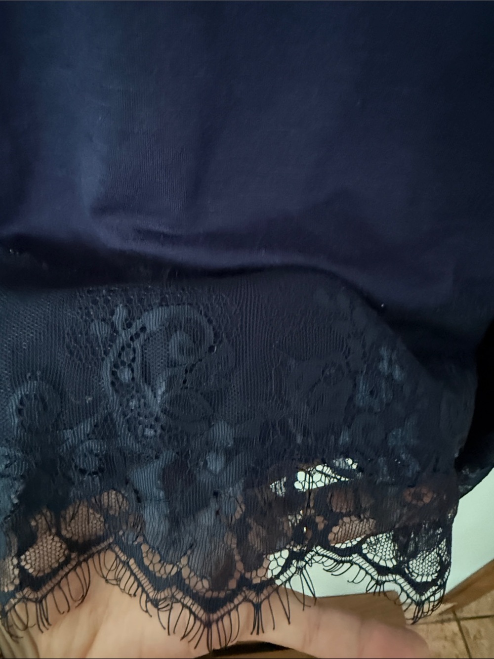 Maurices Navy Floral Flutter Sleeve Lace-Hem Top Size XL - Picture 5 of 8